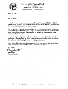 Town of Ulster Letter of Recommendation
